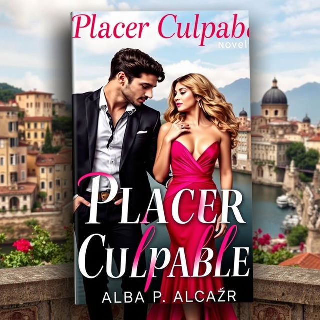 A striking book cover for a novel titled 'Placer Culpable', centered around a romantic and erotic theme