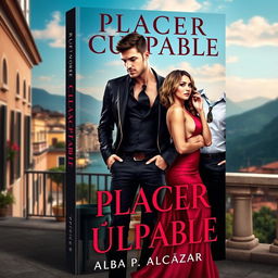 A striking book cover for a novel titled 'Placer Culpable', centered around a romantic and erotic theme