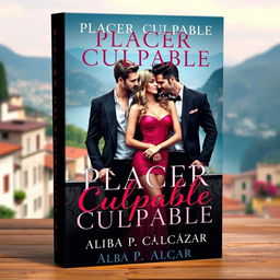 A striking book cover for a novel titled 'Placer Culpable', centered around a romantic and erotic theme