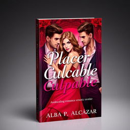 An alluring book cover for 'Placer Culpable', featuring an enchanting romance and erotic theme