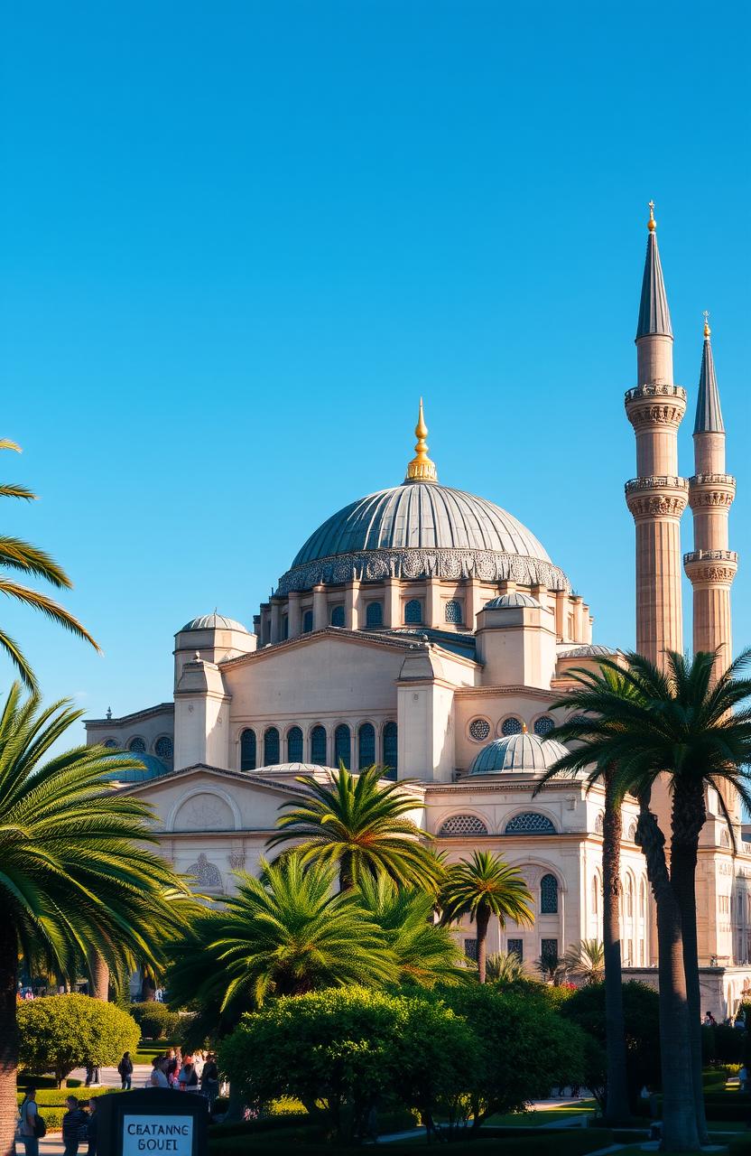 A stunning view of the Hagia Sophia, a historic architectural marvel that once served as a cathedral and now functions as a mosque