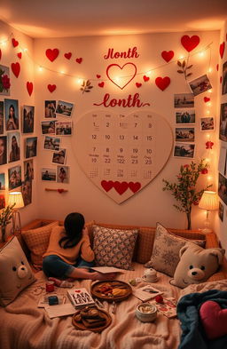 A captivating and heartwarming scene symbolizing love and connection over a 30-day journey