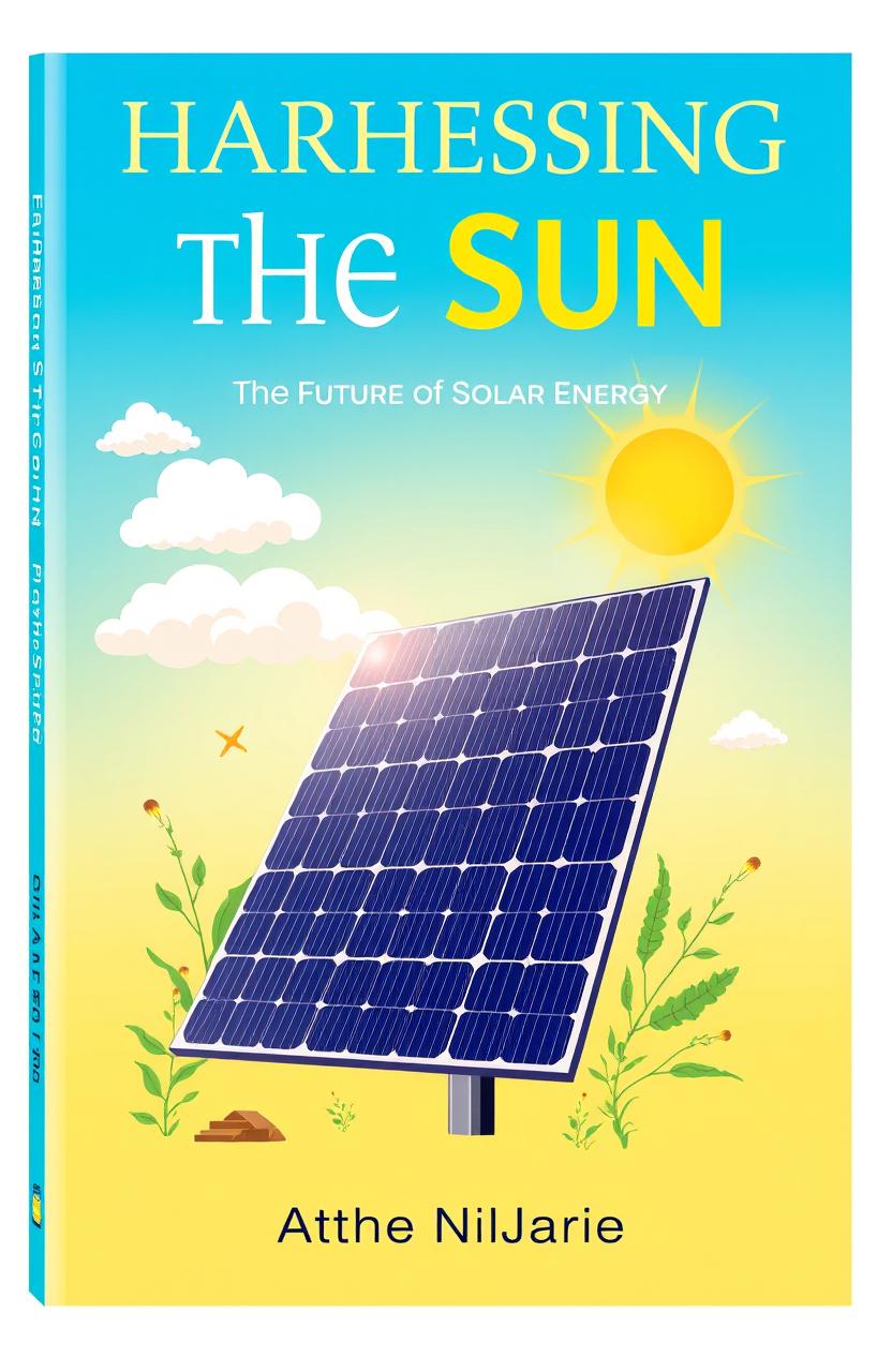 A beautiful, informative book cover featuring a solar panel as the central focus
