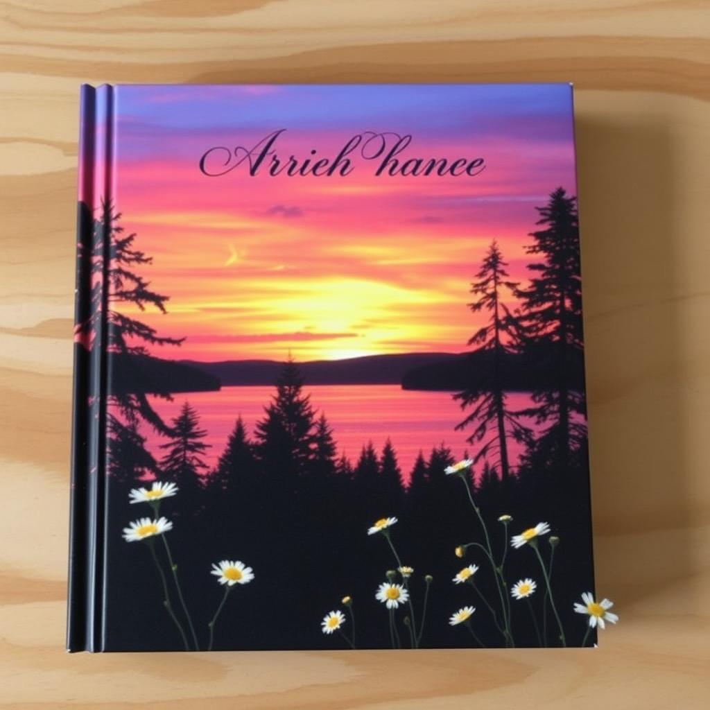 A serene book cover depicting a tranquil evening scene