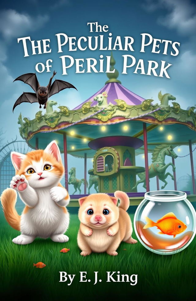 A whimsical book cover for 'The Peculiar Pets of Peril Park'