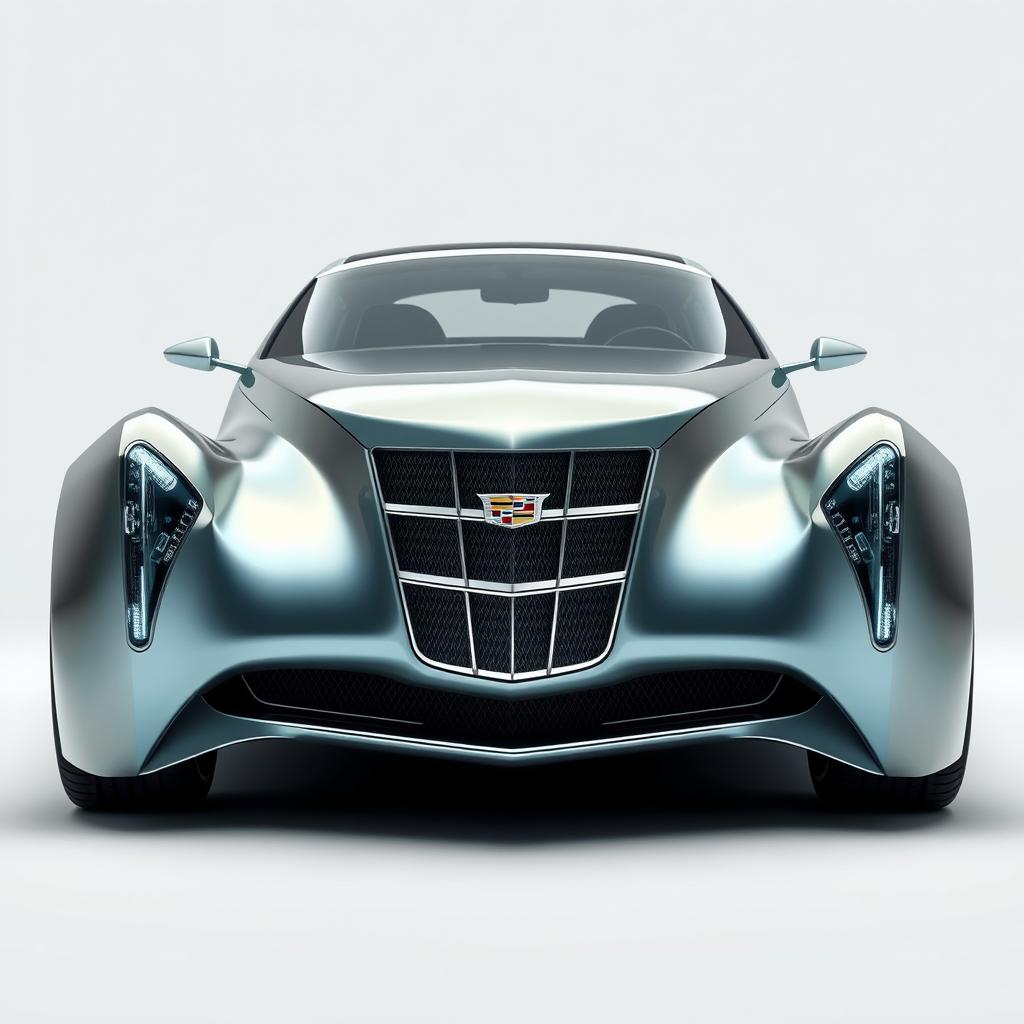 An image of a futuristic American supercar from the future, inspired by the 1940 Cadillac Coupe, reimagined as a cutting-edge concept car by the esteemed designer Thomas Ingenlath