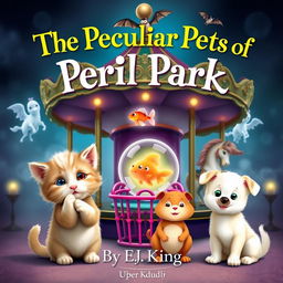 A charming book cover for 'The Peculiar Pets of Peril Park'