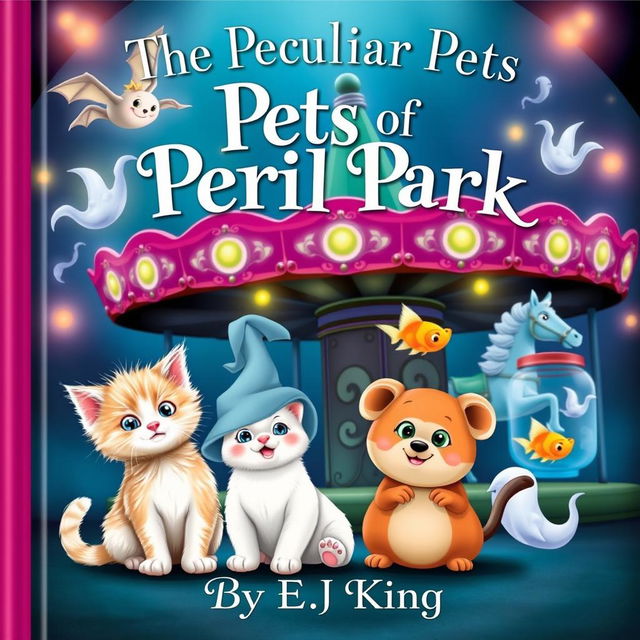 A charming book cover for 'The Peculiar Pets of Peril Park'