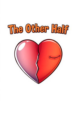 A large cartoon heart in the center of the composition, split in half