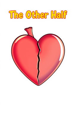 A large cartoon heart in the center of the composition, split in half