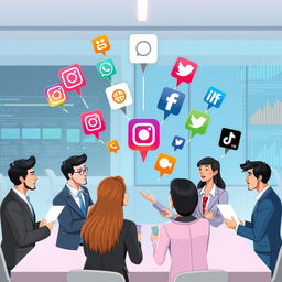 An informative illustration showcasing the concept of social media marketing