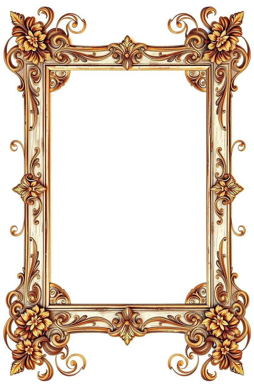 A beautifully designed vintage border frame, featuring intricate floral patterns and ornate details