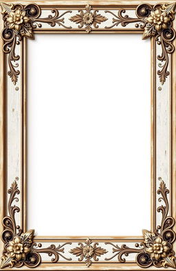 A beautifully designed vintage border frame, featuring intricate floral patterns and ornate details