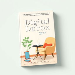 A book cover design for 'Digital Detox 24/7', featuring a calming and inviting scene