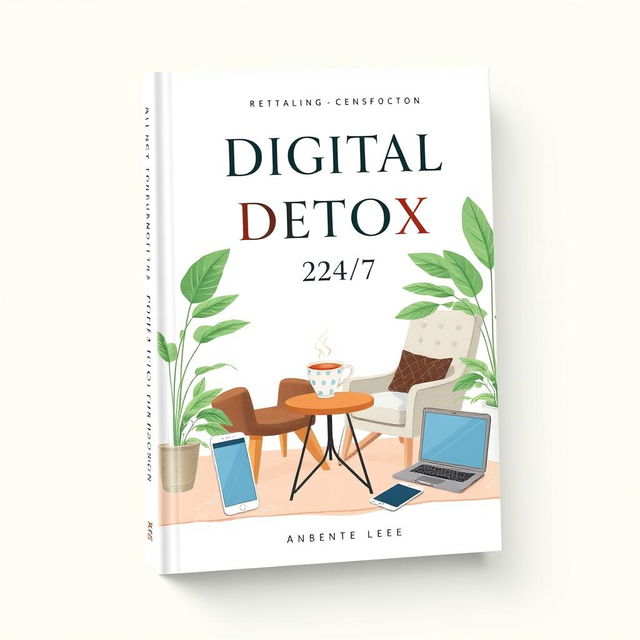 A book cover design for 'Digital Detox 24/7', featuring a calming and inviting scene