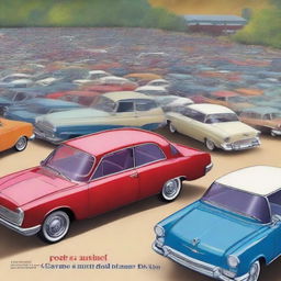 A high-quality digital art image advertising used cars for auction