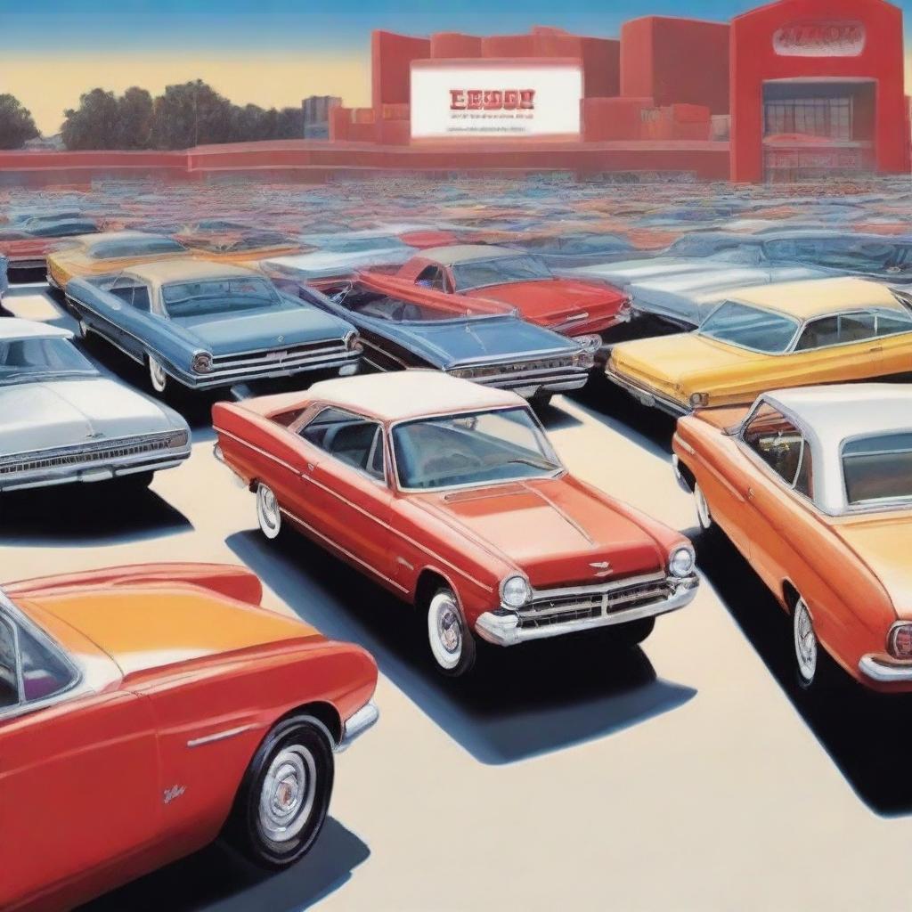 A high-quality digital art image advertising used cars for auction