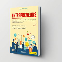 An eye-catching book cover design for the publication titled "Entrepreneurs" by Sone Publication