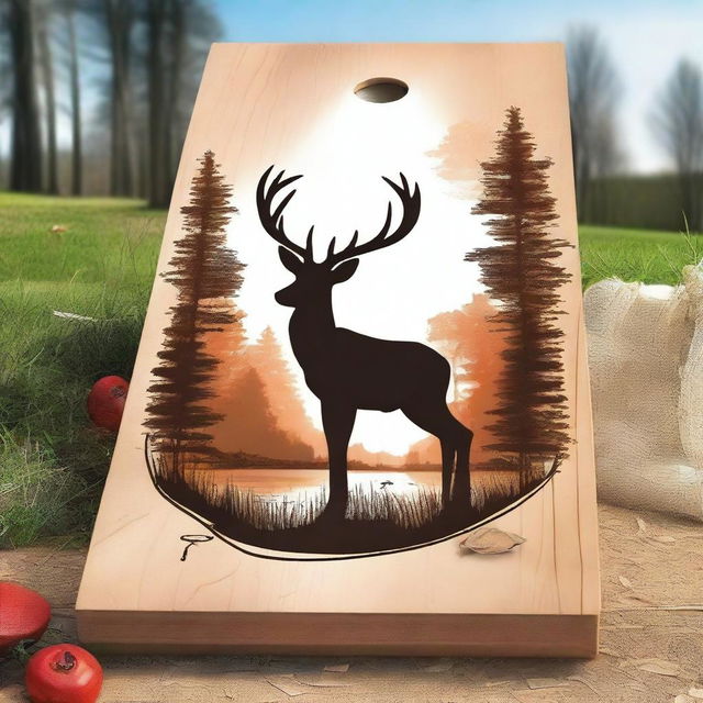 A high-quality digital art representing a cornhole board