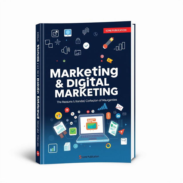 A visually striking book cover design for the publication titled "Marketing & Digital Marketing" by Sone Publication