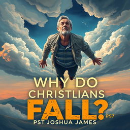 A dramatic and symbolic book cover illustration for the title 'Why Do Christians Fall?' by PST Joshua James