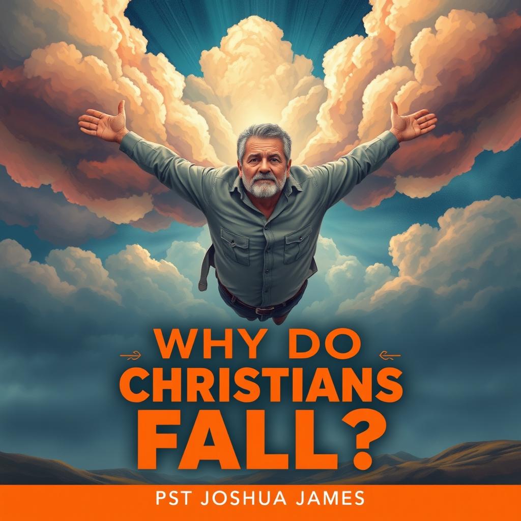 A dramatic and symbolic book cover illustration for the title 'Why Do Christians Fall?' by PST Joshua James