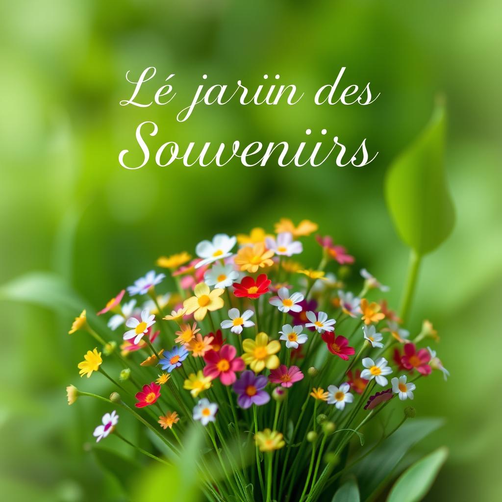 A collection of small, colorful flowers carefully arranged in a serene garden setting, evoking a sense of nostalgia