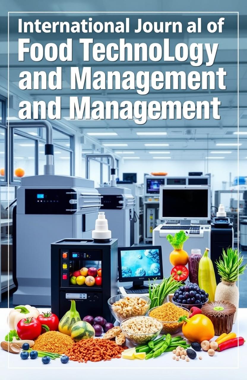 A professional academic cover for the International Journal of Food Technology and Management, showcasing elements of food engineering