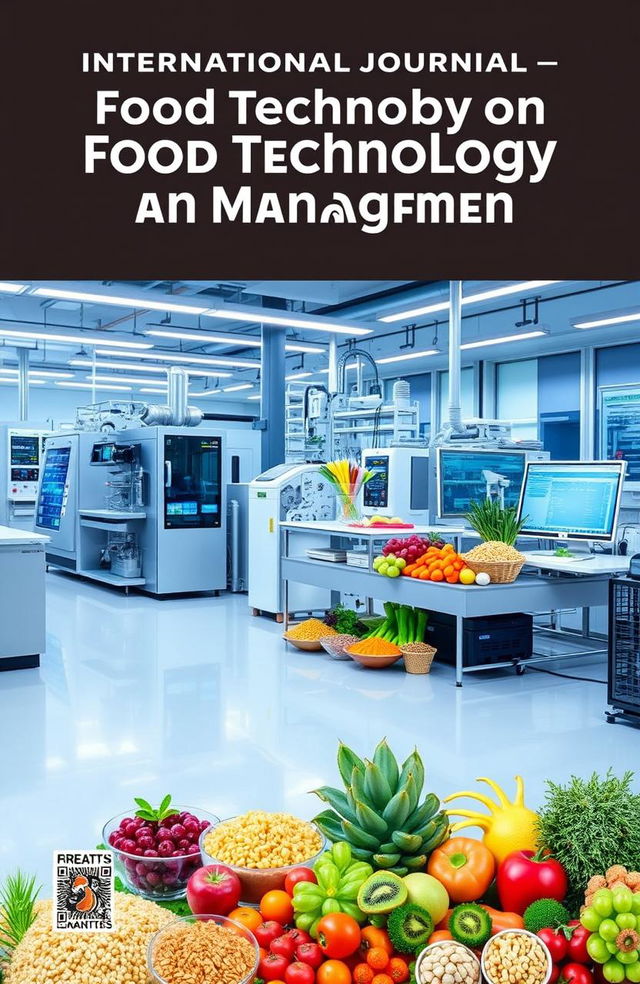 A professional academic cover for the International Journal of Food Technology and Management, showcasing elements of food engineering