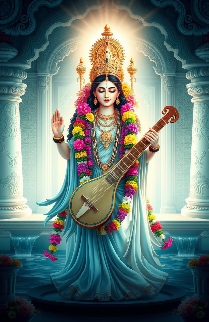 A serene and uplifting artistic representation of a goddess, showcasing her benevolent and loving nature