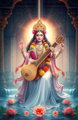 A serene and uplifting artistic representation of a goddess, showcasing her benevolent and loving nature
