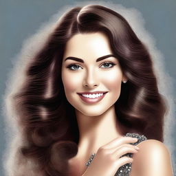 A high-quality digital art of a brunette woman