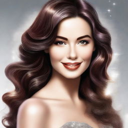 A high-quality digital art of a brunette woman