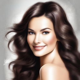 A high-quality digital art of a brunette woman