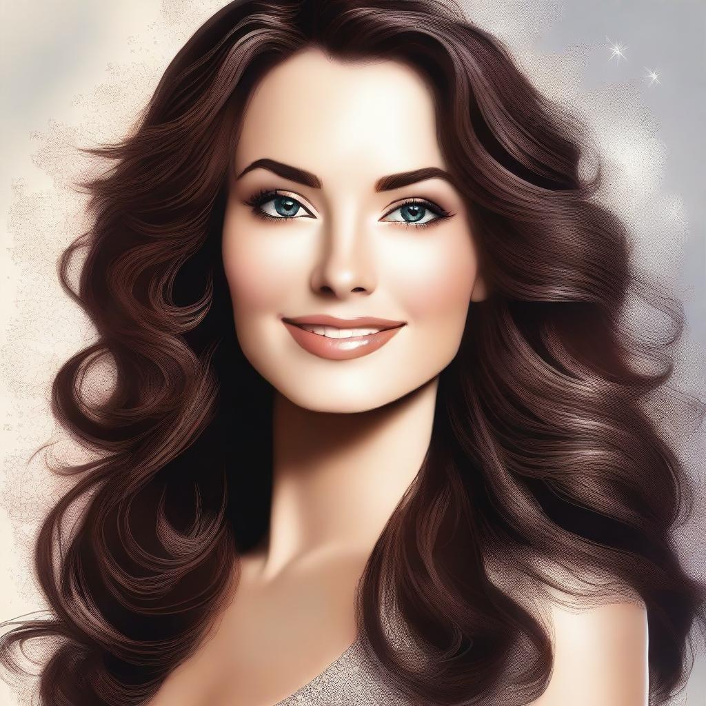 A high-quality digital art of a brunette woman