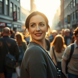 A wide angle shot capturing an authentic moment filled with people walking past the camera in a busy nordic city