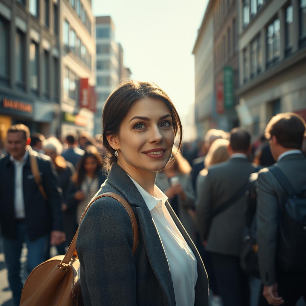 A wide angle shot capturing an authentic moment filled with people walking past the camera in a busy nordic city