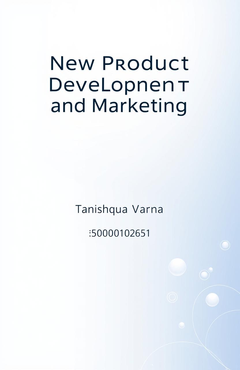 A sleek and modern cover page design for a report or presentation on the topic 'New Product Development and Marketing'