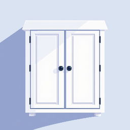 A 2D pixel art illustration showcasing a top-down view of a small white wardrobe designed for clothes