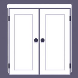 A 2D pixel art illustration showcasing a top-down view of a small white wardrobe designed for clothes