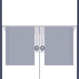 A 2D pixel art illustration showcasing a top-down view of a small white wardrobe designed for clothes