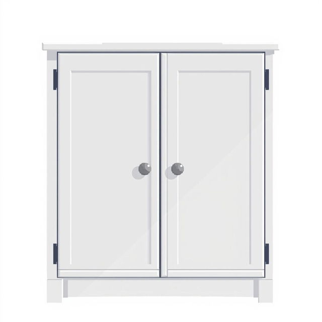 A 2D pixel art illustration showcasing a top-down view of a small white wardrobe designed for clothes