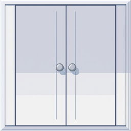 A 2D pixel art illustration from a top view perspective of a small white wardrobe designed for clothes