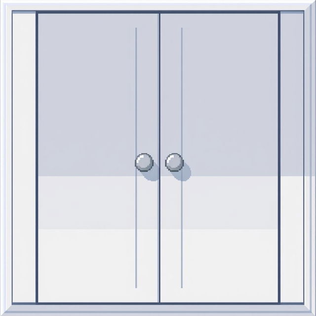 A 2D pixel art illustration from a top view perspective of a small white wardrobe designed for clothes