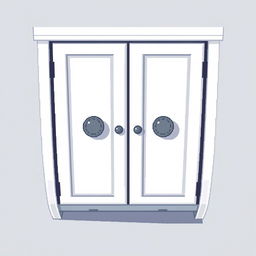 A 2D pixel art illustration from a top view perspective of a small white wardrobe designed for clothes