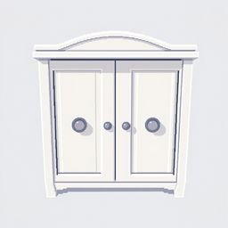 A 2D pixel art illustration from a top view perspective of a small white wardrobe designed for clothes