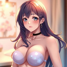 A stunning anime character with voluptuous features, showcasing a beautiful aesthetic