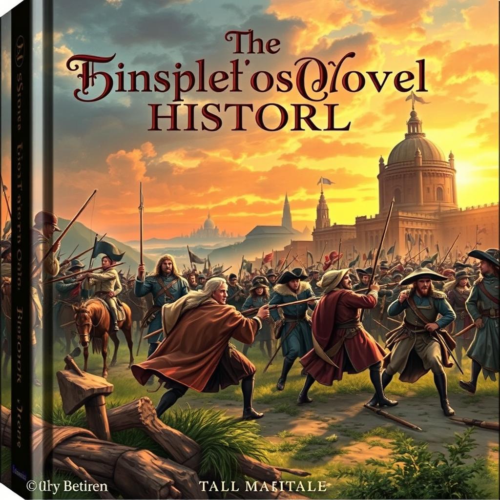 A beautifully illustrated cover for a classic historical novel, featuring a dramatic depiction of a pivotal moment in history, such as a battle scene or a significant event like the signing of a treaty