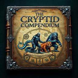 An ancient ebook cover design titled 'The Cryptid Compendium'
