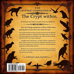 The back cover design for the ebook 'The Cryptid Compendium'